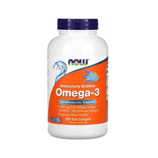 Omega 3 Molecularly Distilled 200 кап Now Foods