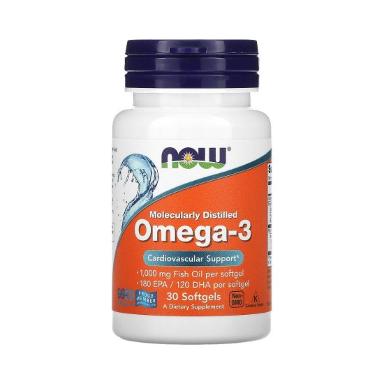 Omega 3 Molecularly Distilled 30 кап Now Foods