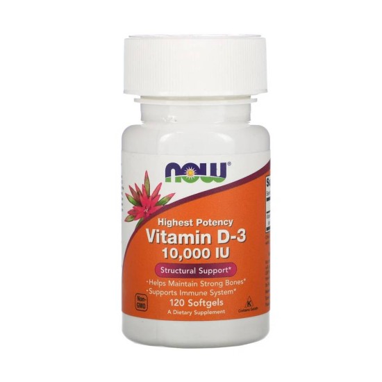Vitamin D3 250 мкг 10 000 МЕ 120 кап NOW Foods