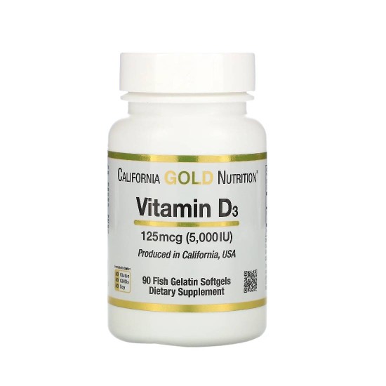 Vitamin D3 125 мкг 5000 МЕ 90 кап California Gold