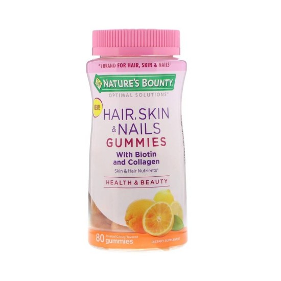 Hair, Skin & Nails Gummies with Biotin and Collagen 80 мармеладок Nature's Bounty